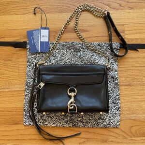 Rebecca Minkoff Mini Mac Leather Crossbody Bag Purse - Black